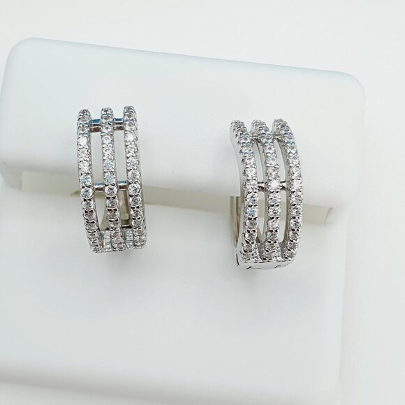 "925 Sterling Silver Cubic Zirconia Earrings, UU1P6A6155 - Picture 6 of 11